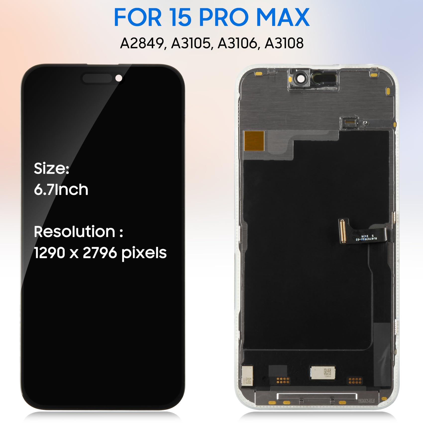 for iPhone 15 Pro Max Screen Replacement 6.7 inch for iPhone 15